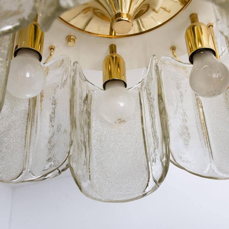 1 of the 3 Extra Large Massive Glass Brass Flush Mounts in the Style of Kalmar