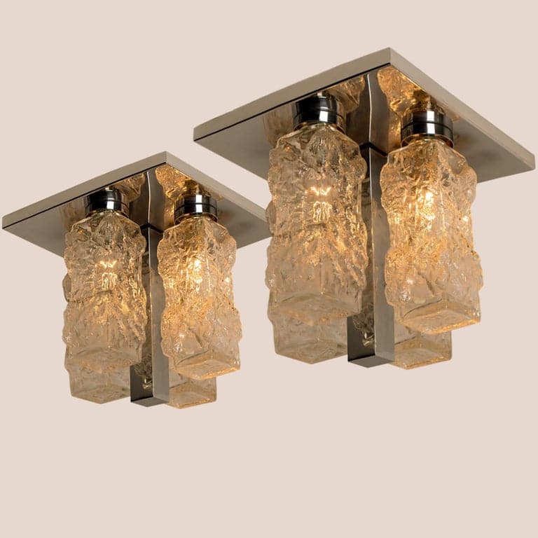 1 of the 2 Hillebrand Brutalist Flush Mounts in the Style of Kalmar, 1970s