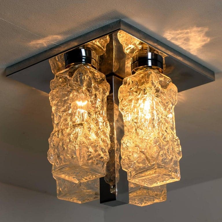 1 of the 2 Hillebrand Brutalist Flush Mounts in the Style of Kalmar, 1970s