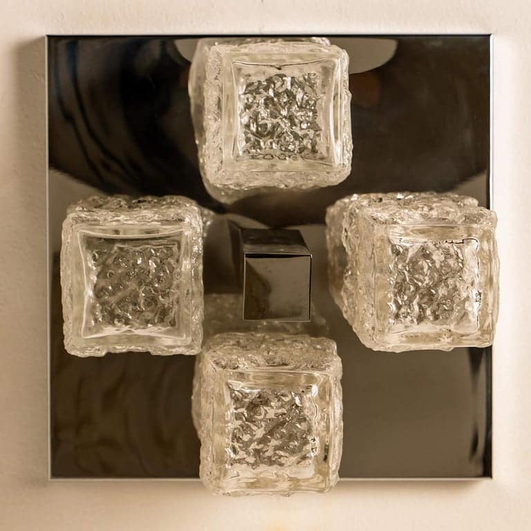 1 of the 2 Hillebrand Brutalist Flush Mounts in the Style of Kalmar, 1970s