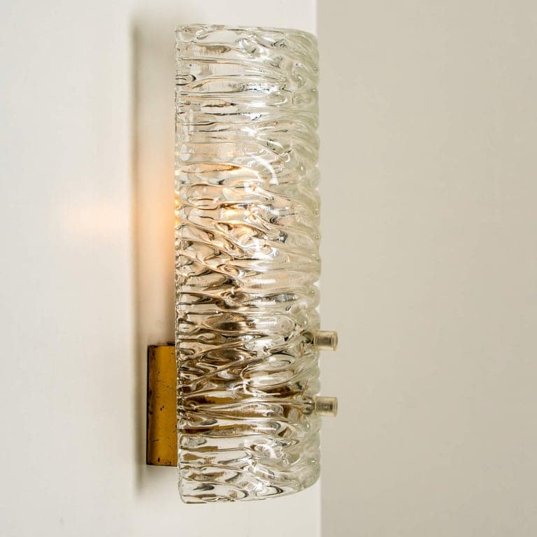 Pair of  Handmade Brass and Glass Wall Lights or Sconces by J.T. Kalmar, Austria