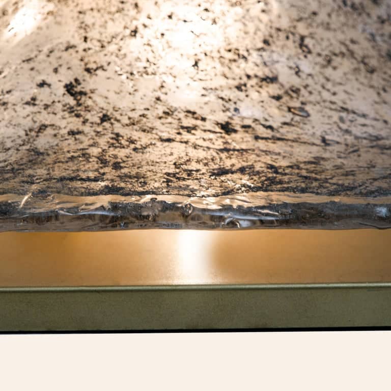 1 of the 2 Square Domed Flush Mount with Smokey Glass Brass, 1970s