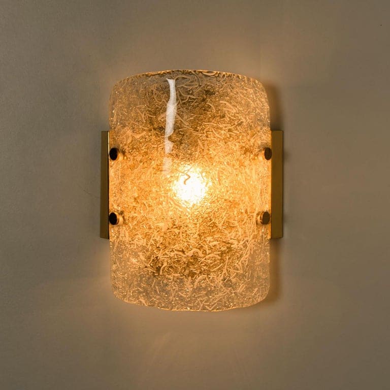 Pair of Glass Brass Wall Sconces by Hillebrand, Austria, 1960