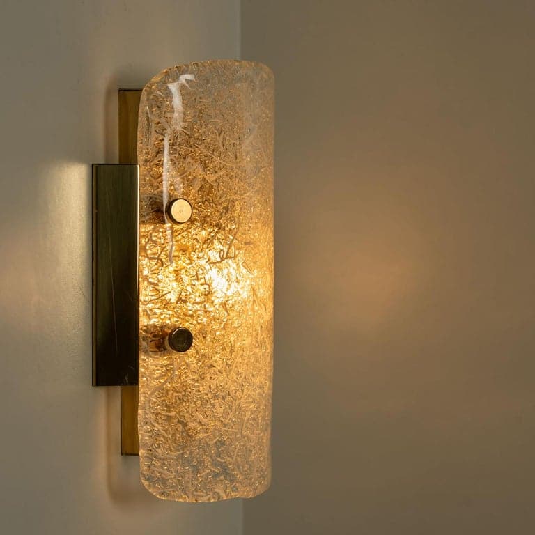 Pair of Glass Brass Wall Sconces by Hillebrand, Austria, 1960