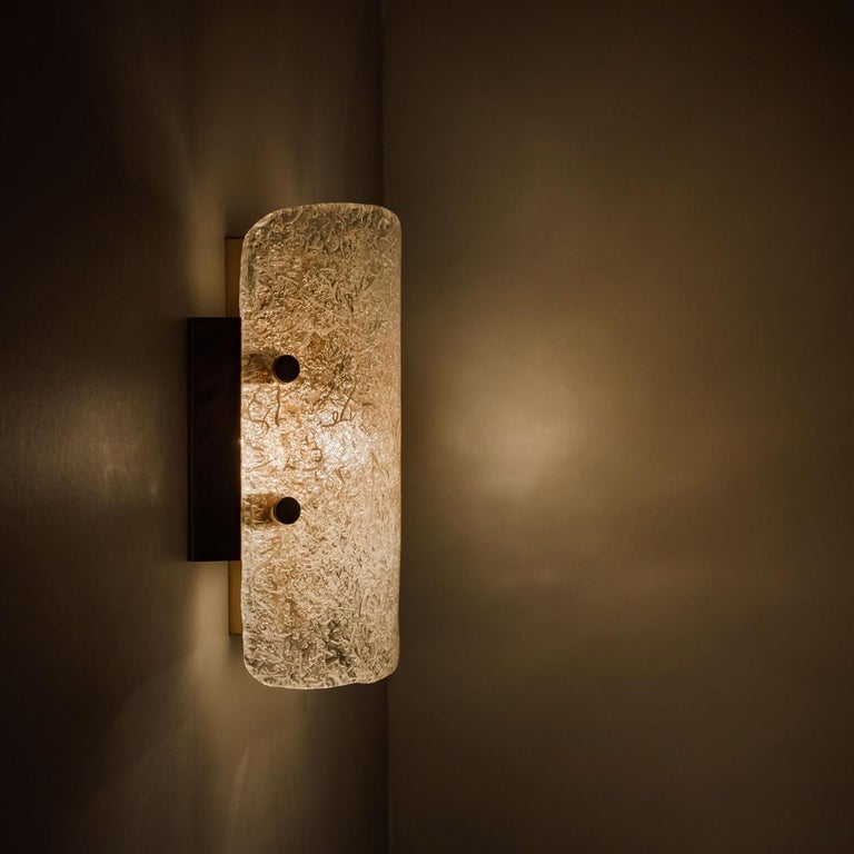 Pair of Glass Brass Wall Sconces by Hillebrand, Austria, 1960