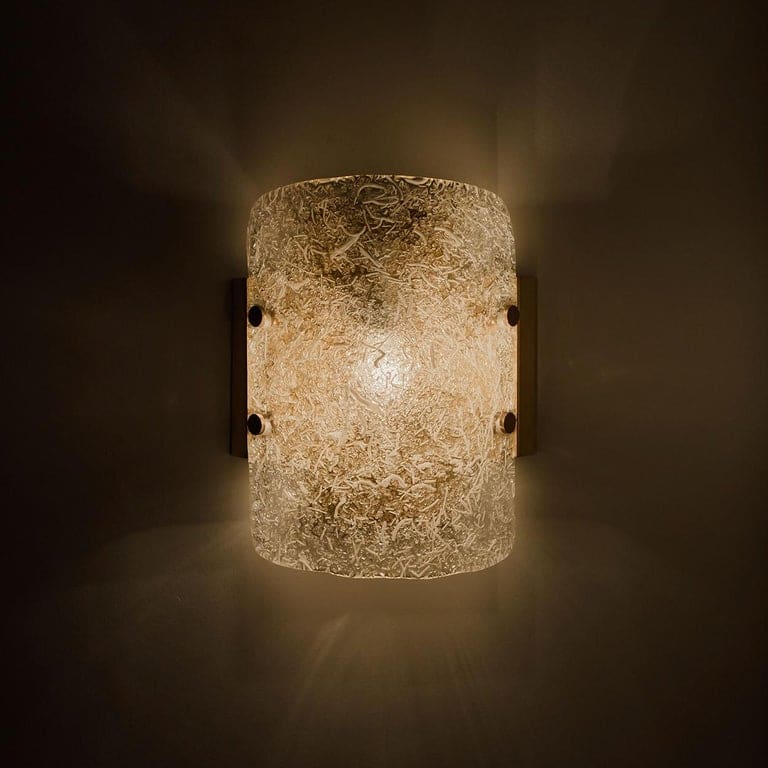 Pair of Glass Brass Wall Sconces by Hillebrand, Austria, 1960