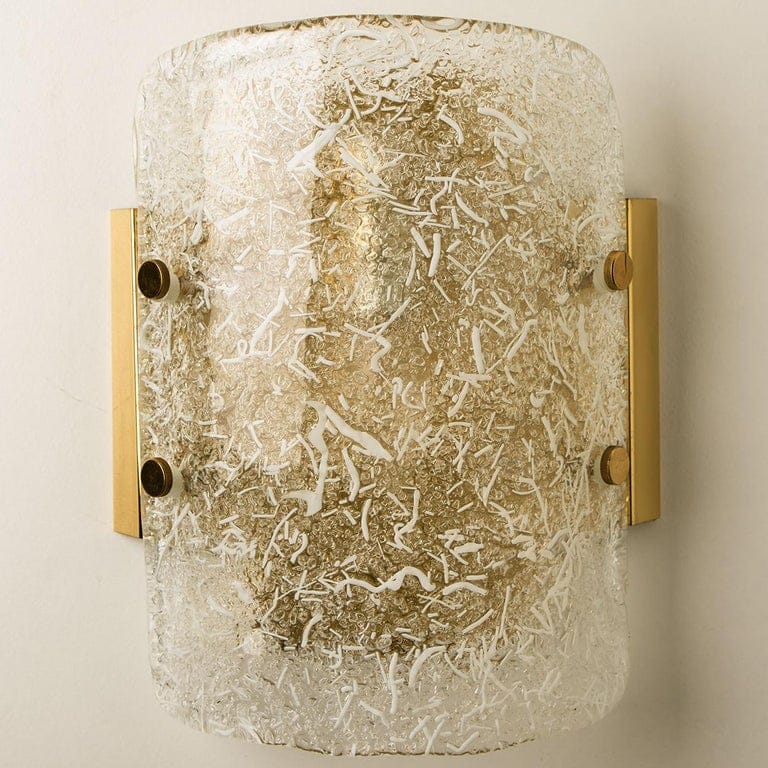 Pair of Glass Brass Wall Sconces by Hillebrand, Austria, 1960