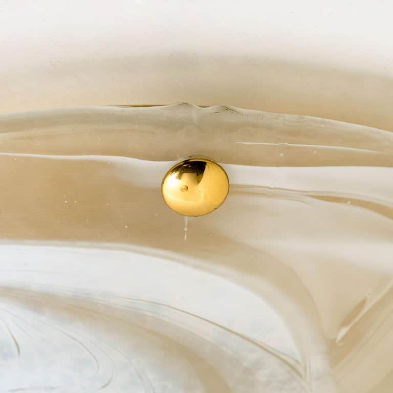 Several Brass Massive Murano Glass Wall Lights or Flush Mounts, 2 Sizes