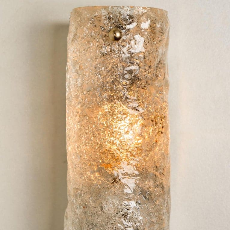 One of the Four Blown Murano Glass and Brass Wall Lights by Hillebrand