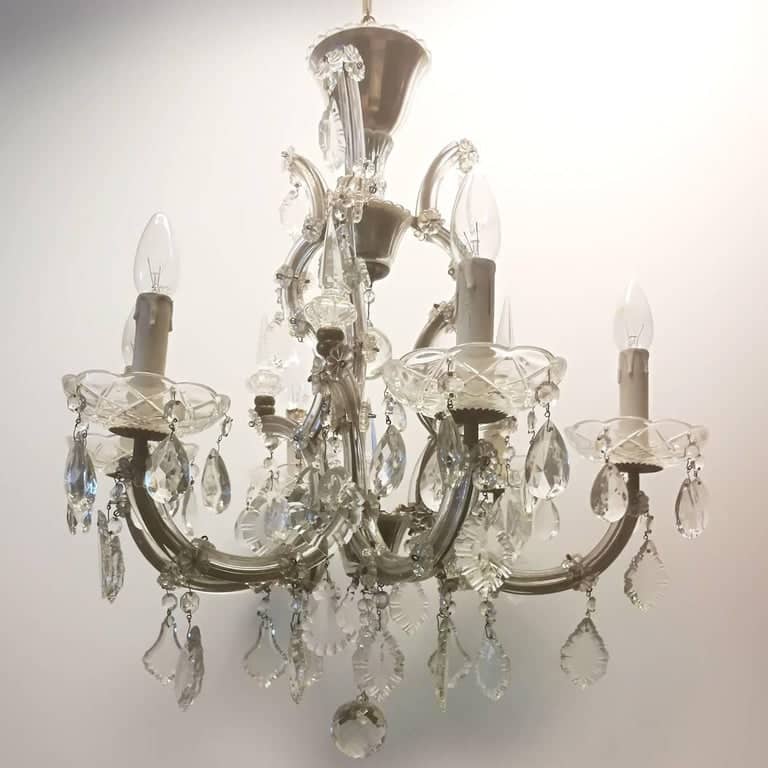 Pair of Italian Maria Theresa Six-Light Chandeliers