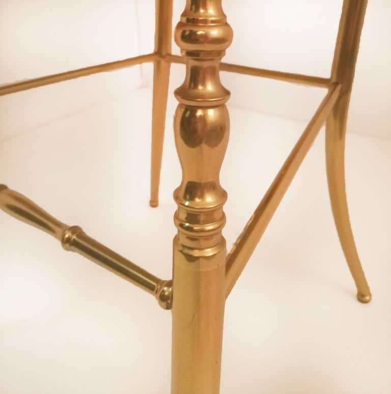 Pair of Italian Massive Brass Chairs by Chiavari, Upholstery Pink Velvet