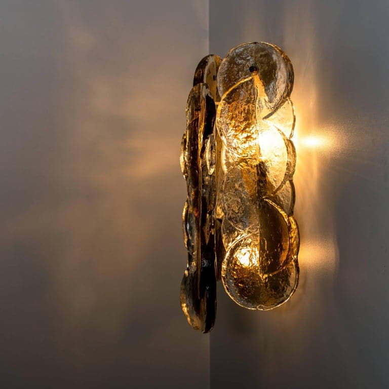 Pair of Citrus Swirl Ice Glass Wall Lights or Sconces from J.T. Kalmar, 1969