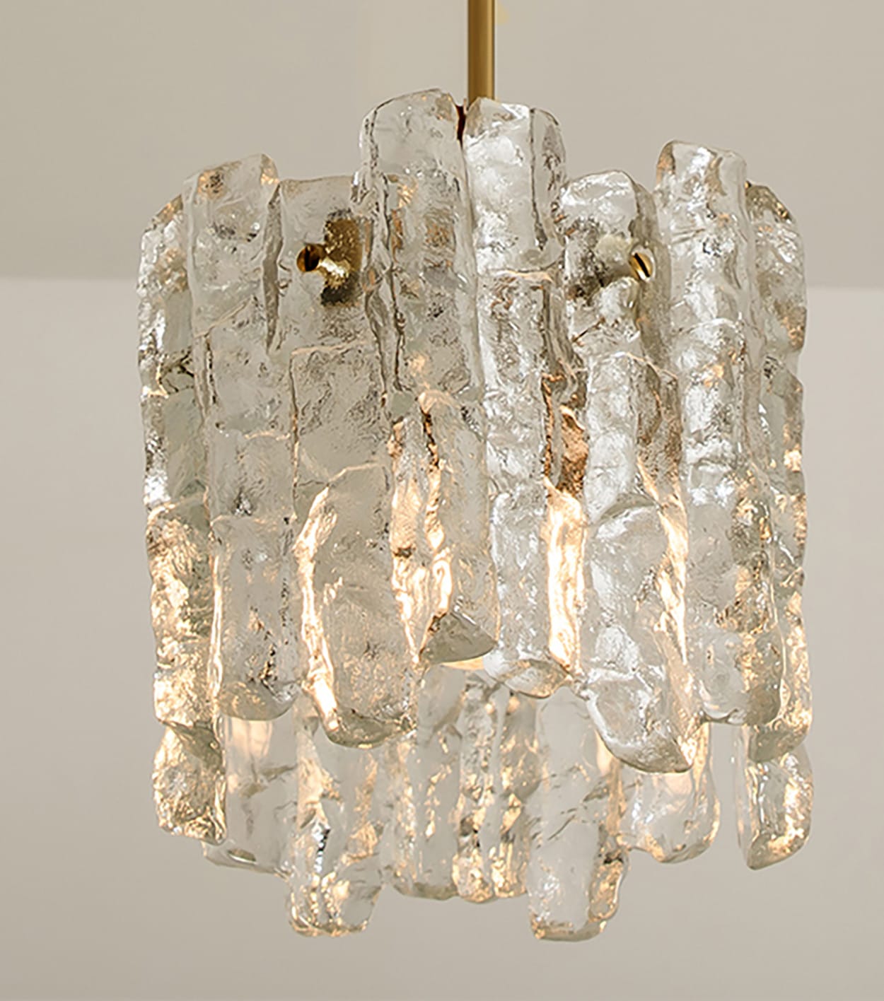 Pair of Kalmar Modern Ice Glass Pendants, 1970