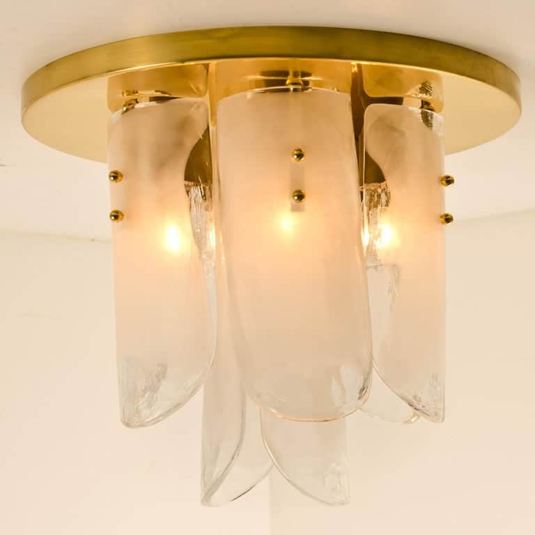 1 of the 2 Brass and Glass Flush Mounts by J.T. Kalmar, 1960