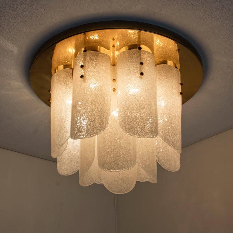 1 of the 2 Brass and Glass Flush Mounts by J.T. Kalmar, 1960