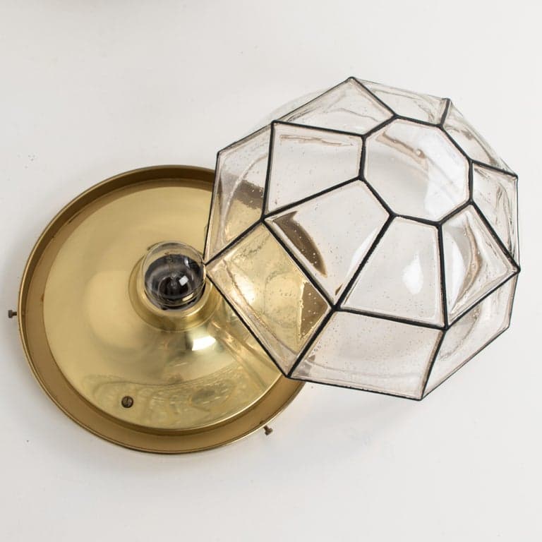 1 of the 2 Clear Glass Flush Mount or Wall Light by Limburg, 1960s
