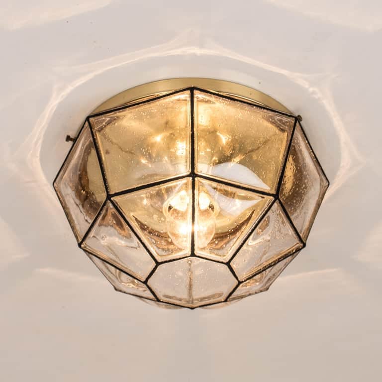 1 of the 2 Clear Glass Flush Mount or Wall Light by Limburg, 1960s