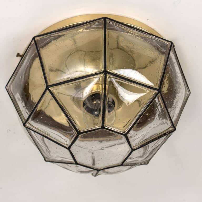 1 of the 2 Clear Glass Flush Mount or Wall Light by Limburg, 1960s