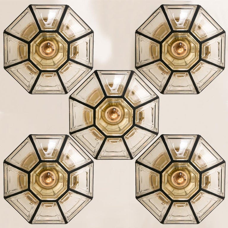 Iron and Clear Glass Flush Mount Wall Light by Limburg, 1970