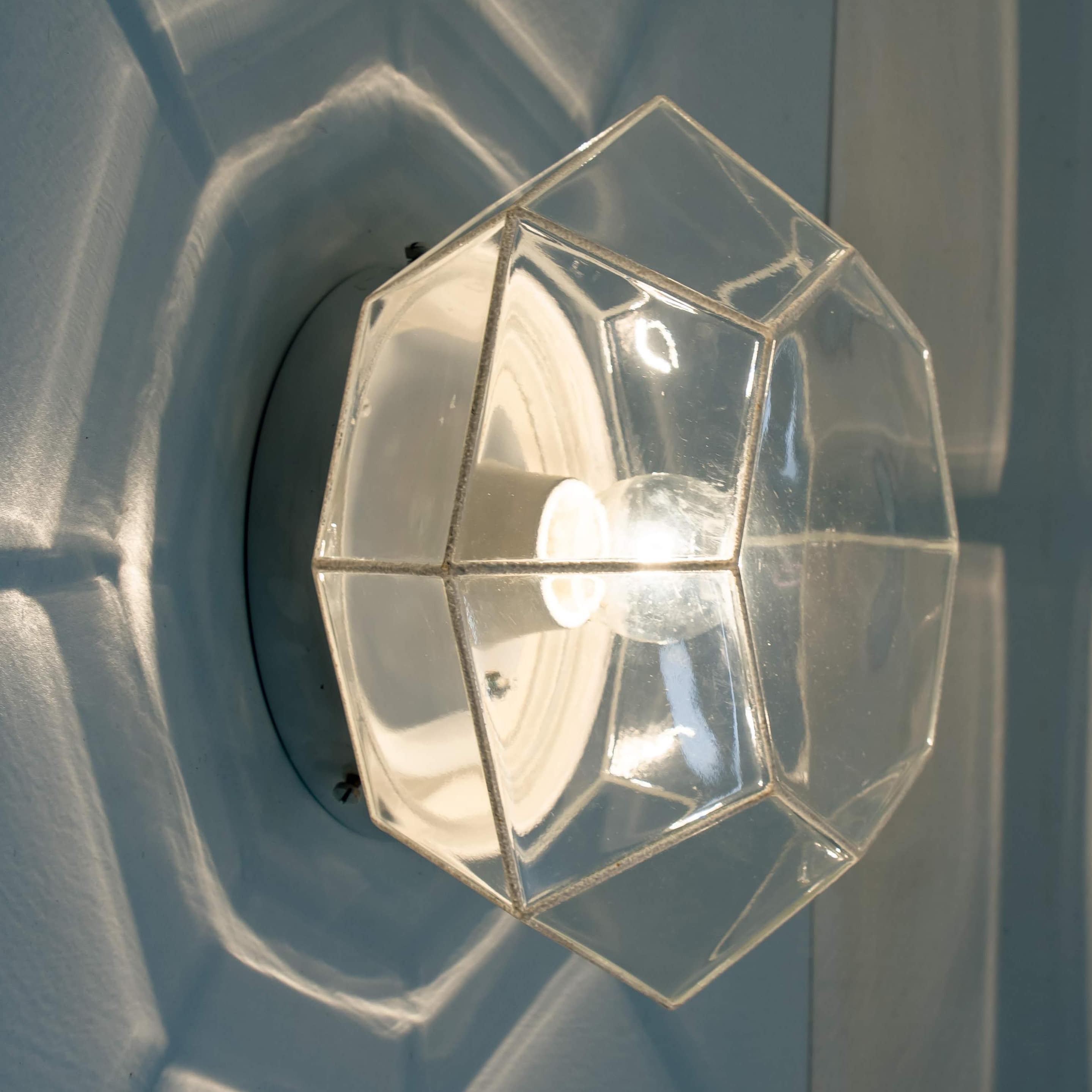 1 of the 4 White Clear Iron Glass Flush Mount by Limburg, Germany, 1960s