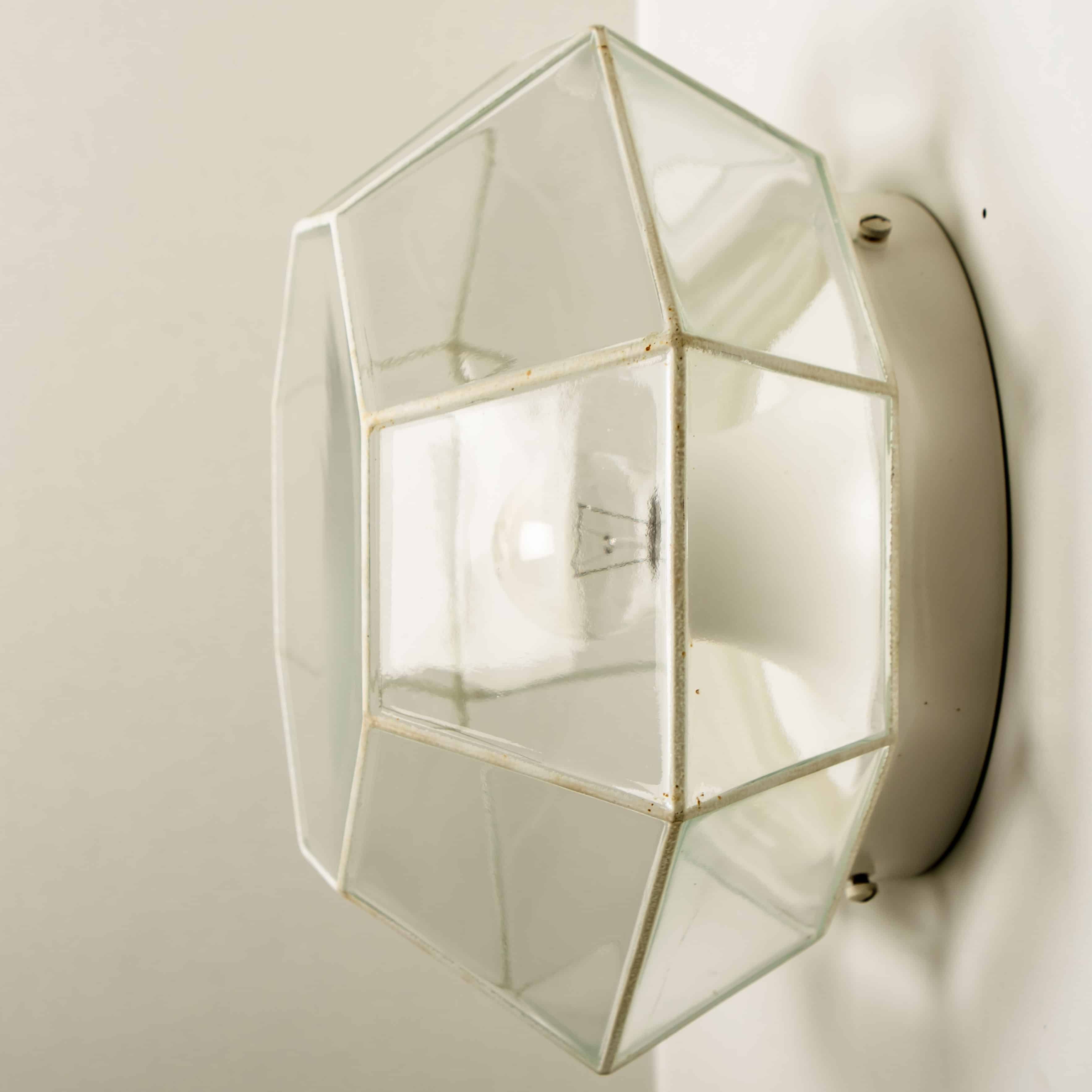 1 of the 4 White Clear Iron Glass Flush Mount by Limburg, Germany, 1960s