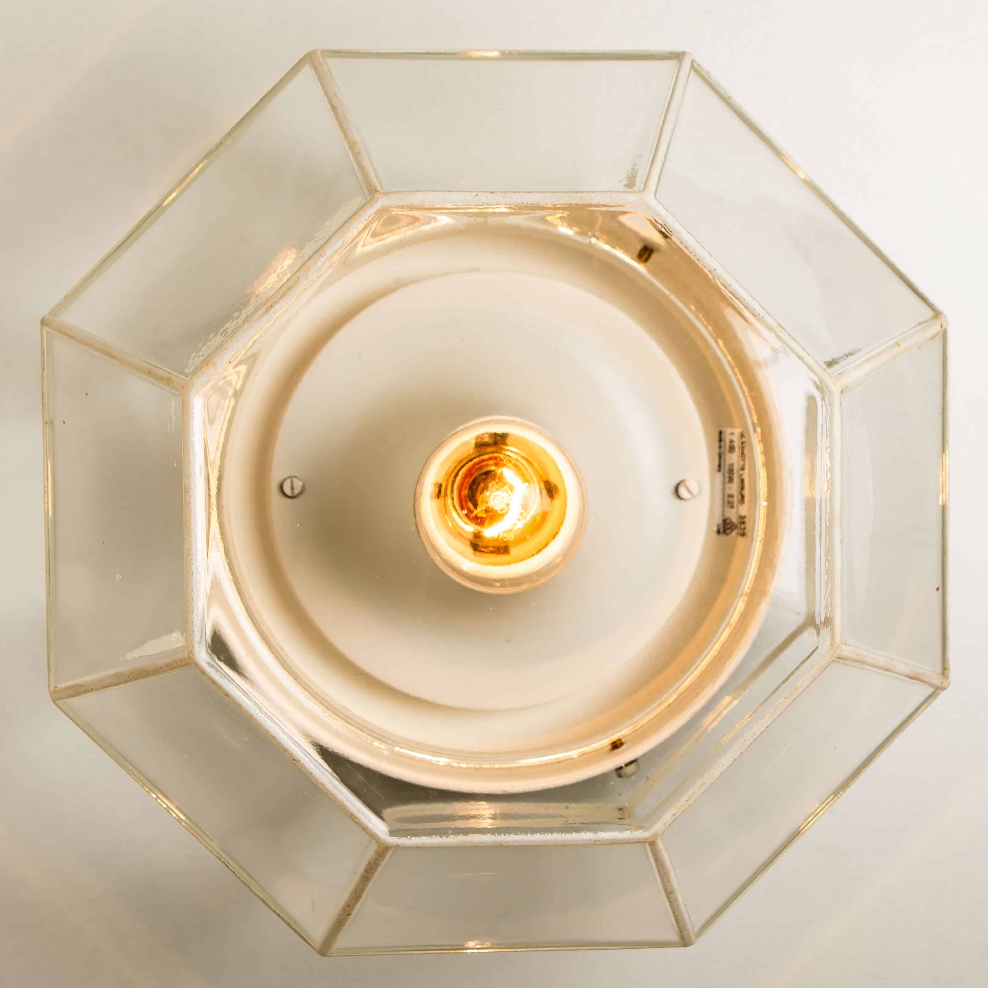 1 of the 4 White Clear Iron Glass Flush Mount by Limburg, Germany, 1960s