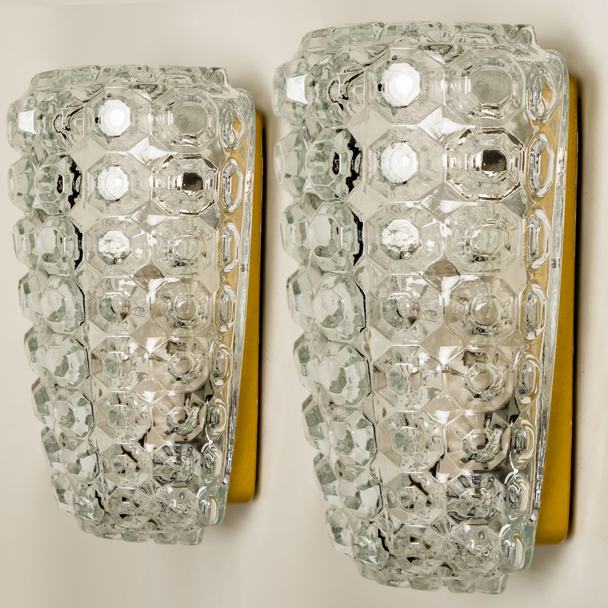 1 of the 3 Pairs of Glass Wall Lights Sconces by Tynell for Glashütte, 1960