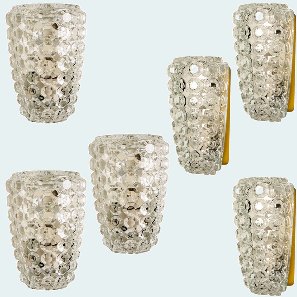 1 of the 3 Pairs of Glass Wall Lights Sconces by Tynell for Glashütte, 1960