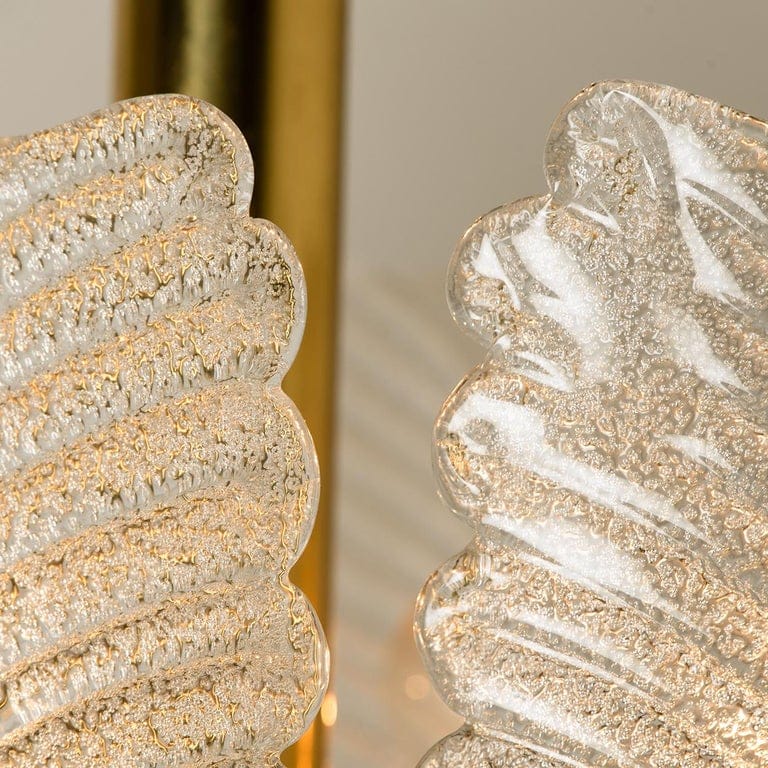 Large Fagerlund Glass Leaves Brass Chandelier by Orrefors, 1960s