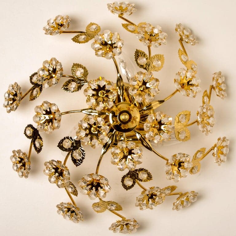 1 of the 5 Gold-Plated Flower Wall Light/ Flush Mount by Palwa