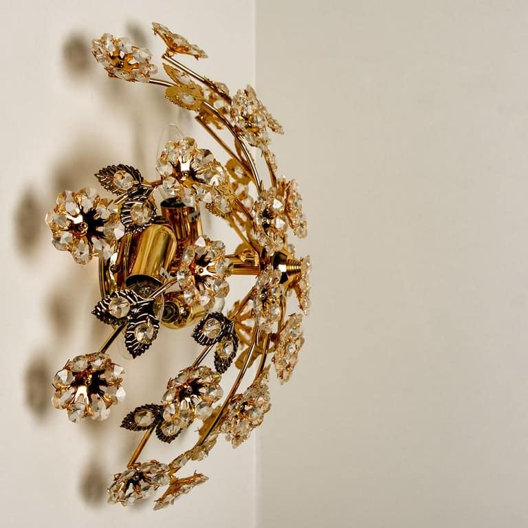 1 of the 5 Gold-Plated Flower Wall Light/ Flush Mount by Palwa