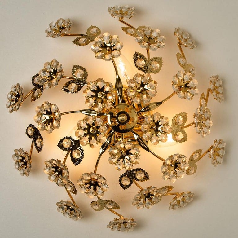 1 of the 5 Gold-Plated Flower Wall Light/ Flush Mount by Palwa