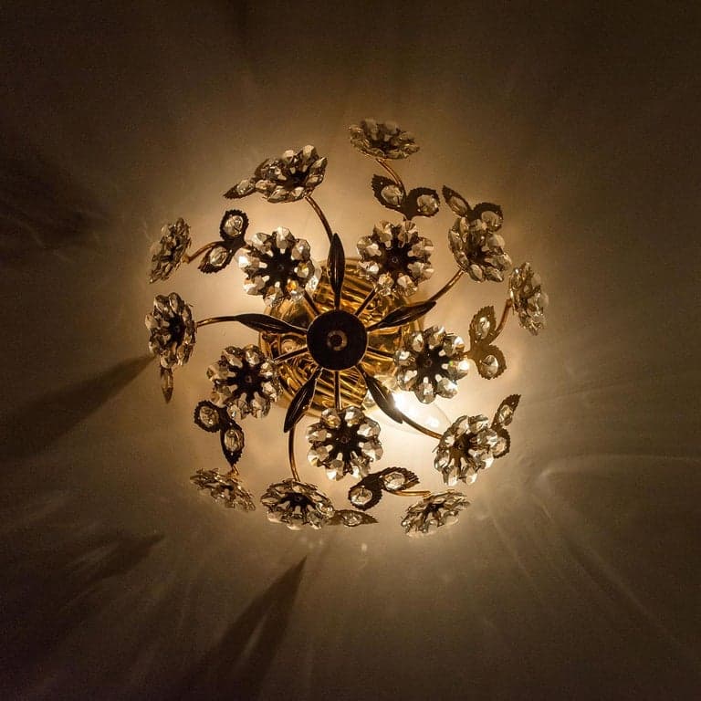Gold-Plated Flower Wall Light/ Flushmount by Palwa
