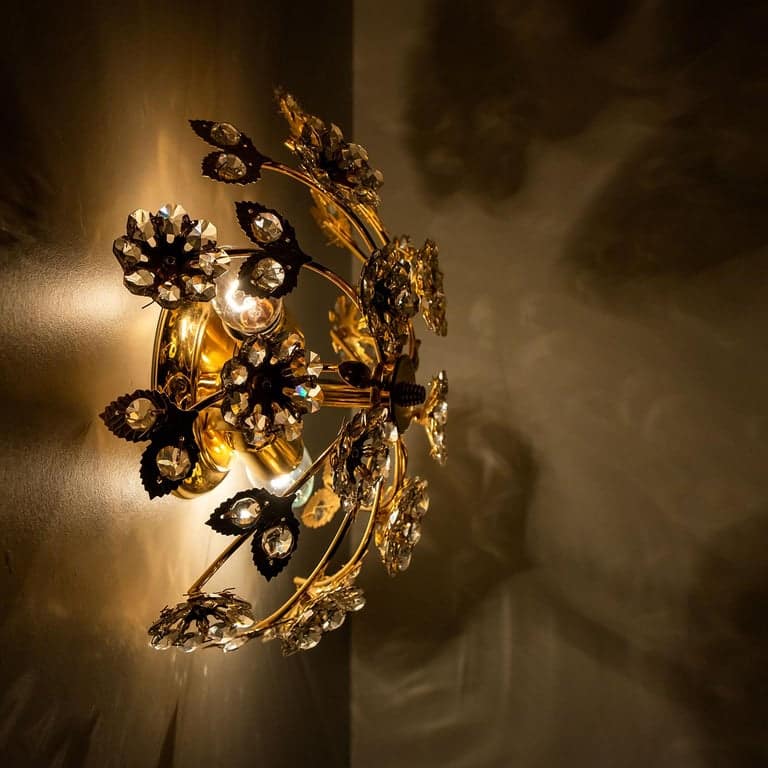Gold-Plated Flower Wall Light/ Flushmount by Palwa