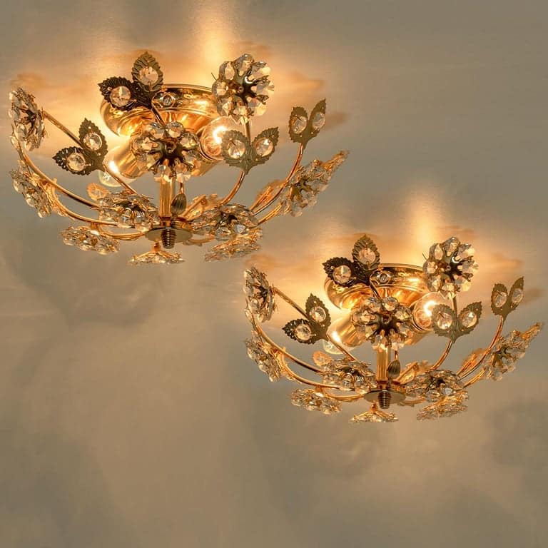 Gold-Plated Flower Wall Light/ Flushmount by Palwa