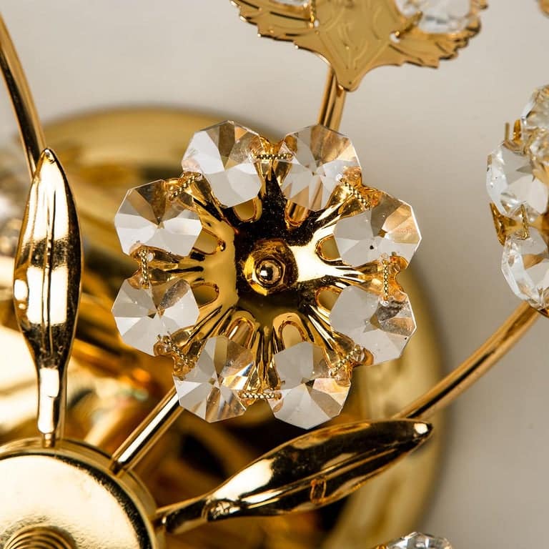 Gold-Plated Flower Wall Light/ Flushmount by Palwa