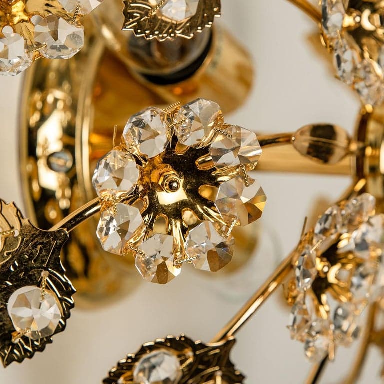 Gold-Plated Flower Wall Light/ Flushmount by Palwa