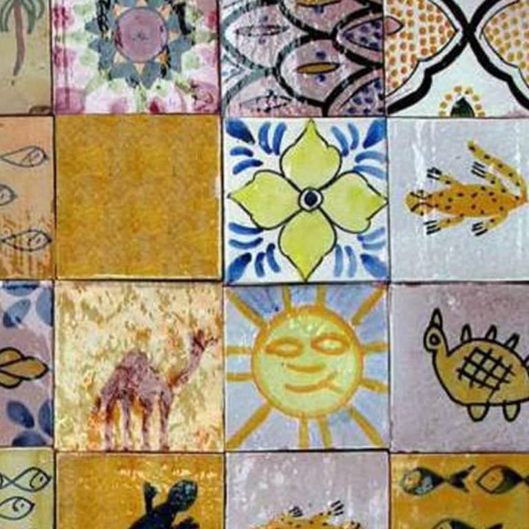 Large Colorful Berber Handmade Tile Panel, Morocco