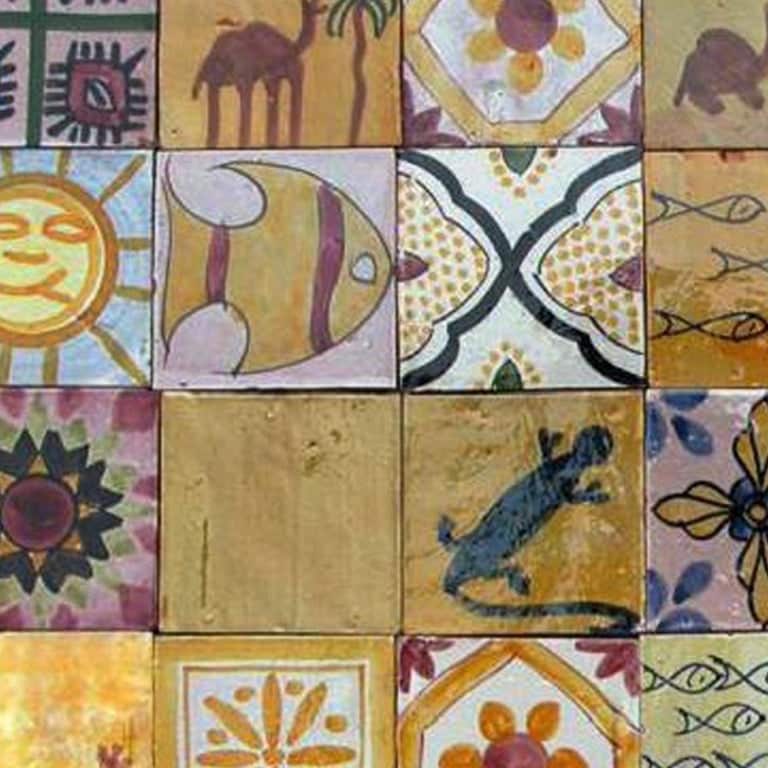 Large Colorful Berber Handmade Tile Panel, Morocco