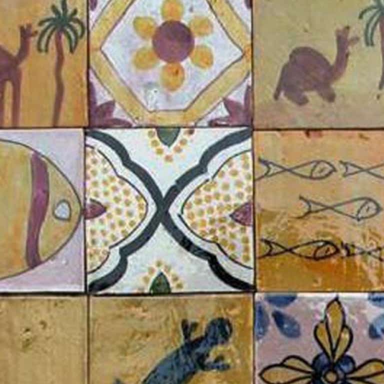 Large Colorful Berber Handmade Tile Panel, Morocco