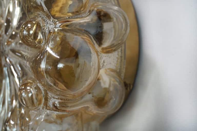 Pair of Amber Glass Wall Lights Sconces by Helena Tynell for Glashütte Limburg
