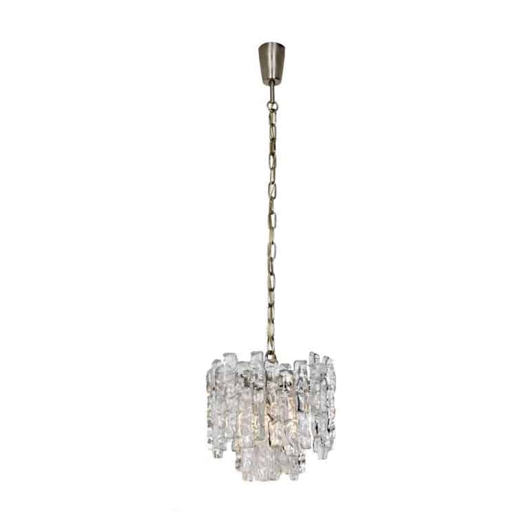 Pair of Kalmar Modern Ice Glass Pendants, 1970