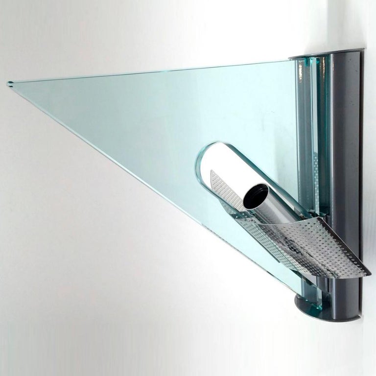 One of the Ten Glass Aluminium Triangle Shaped Wall Lights, Artemide, 1984