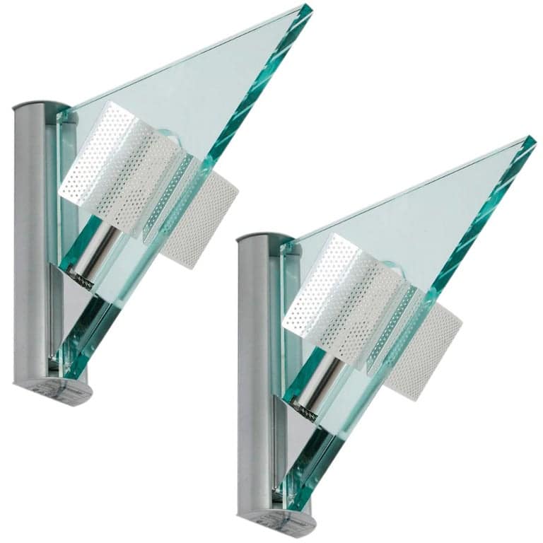 One of the Ten Glass Aluminium Triangle Shaped Wall Lights, Artemide, 1984