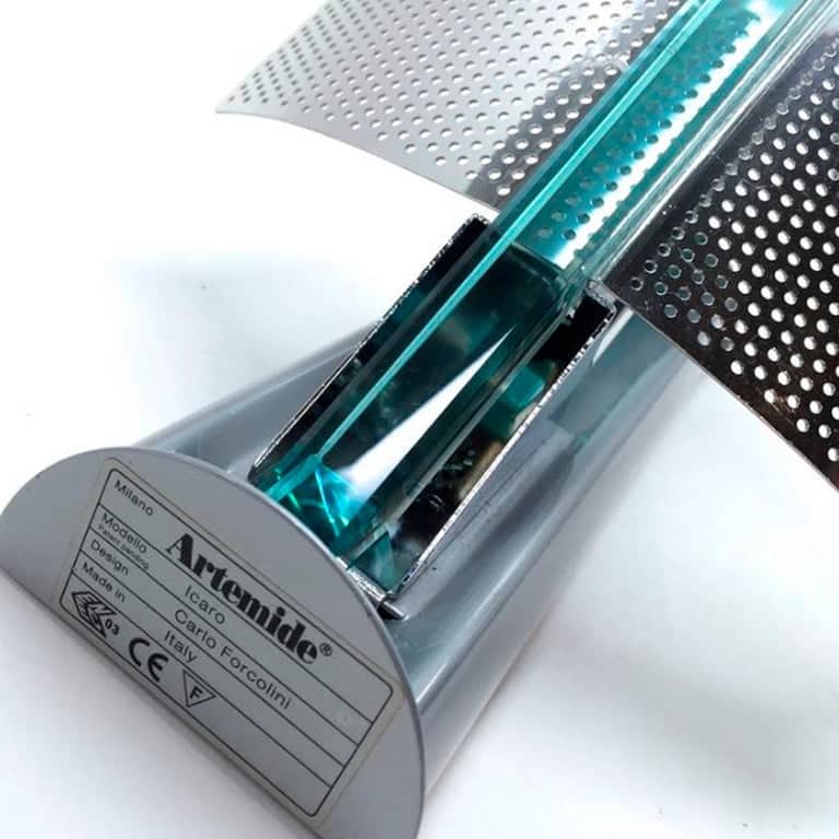 One of the Ten Glass Aluminium Triangle Shaped Wall Lights, Artemide, 1984