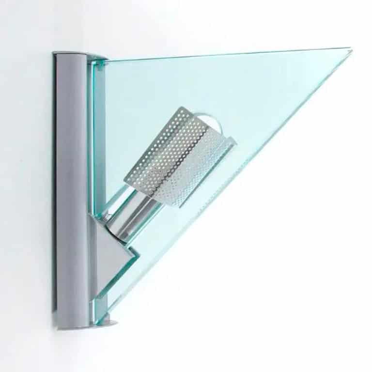 One of the Ten Glass Aluminium Triangle Shaped Wall Lights, Artemide, 1984