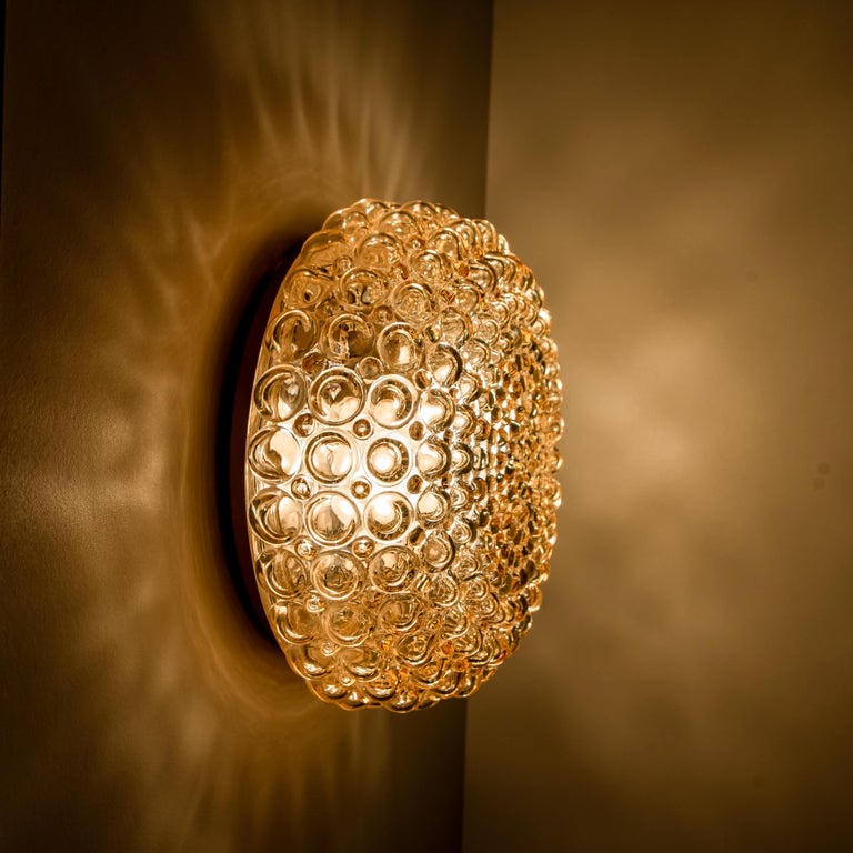 Pair of Amber Glass Wall Lights Sconces by Helena Tynell for Glashütte Limburg