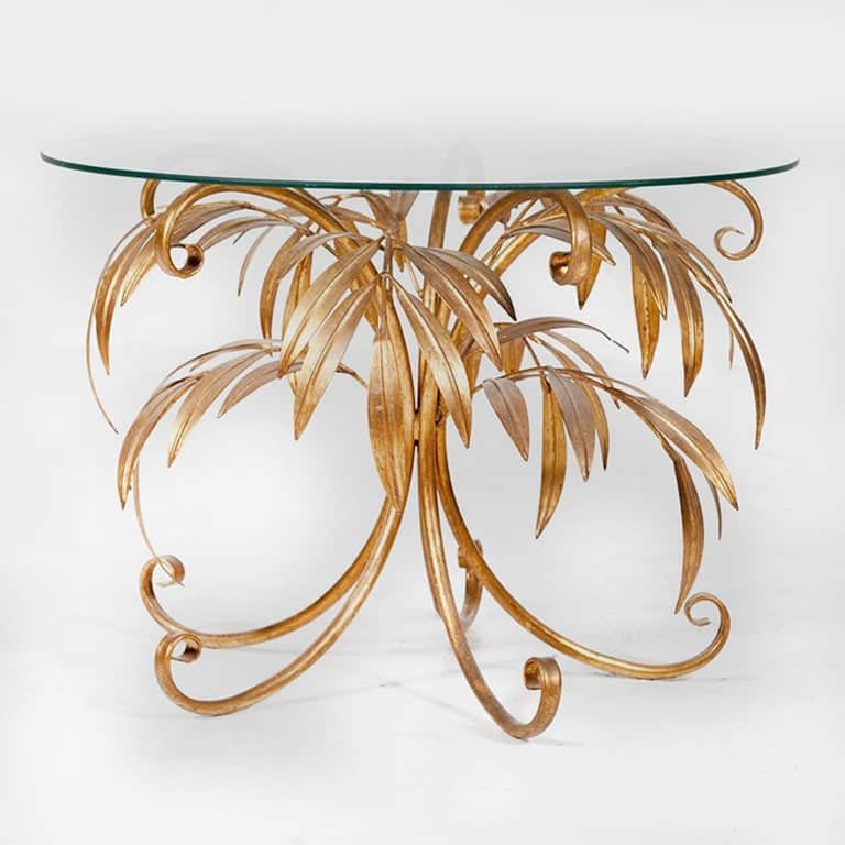 1 of the 2 Hans Kögl Gilt Metal Palm Tree Wall Sconces 1960s in Maison Jansen Style