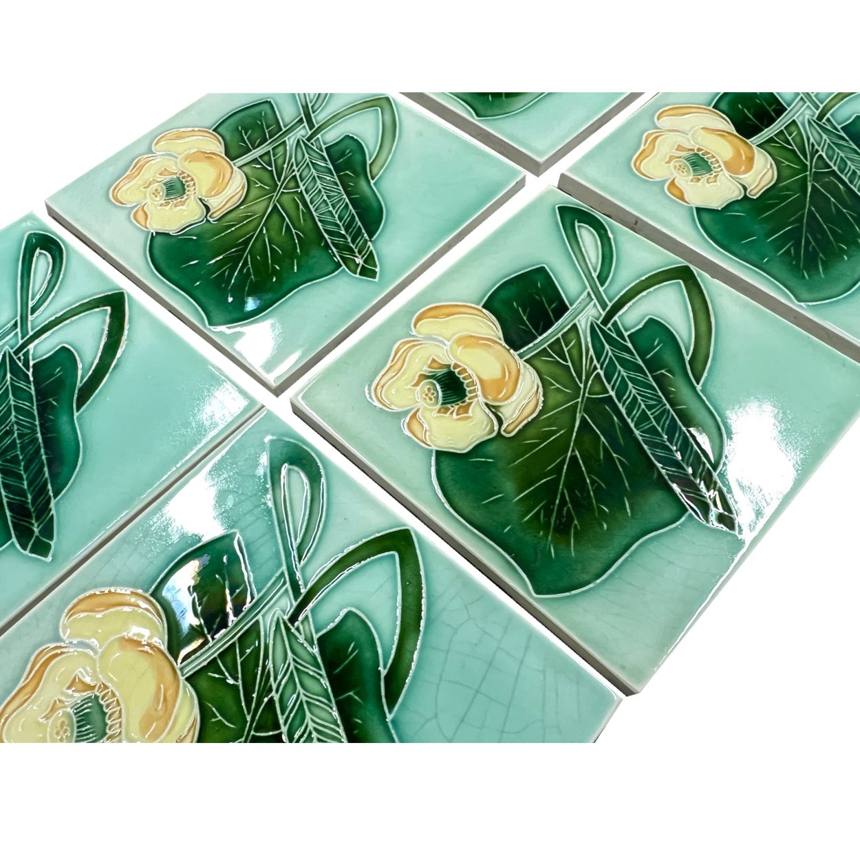 1 of the 6 Antique Relief Tiles from S.A. des Pavilions, 1920s