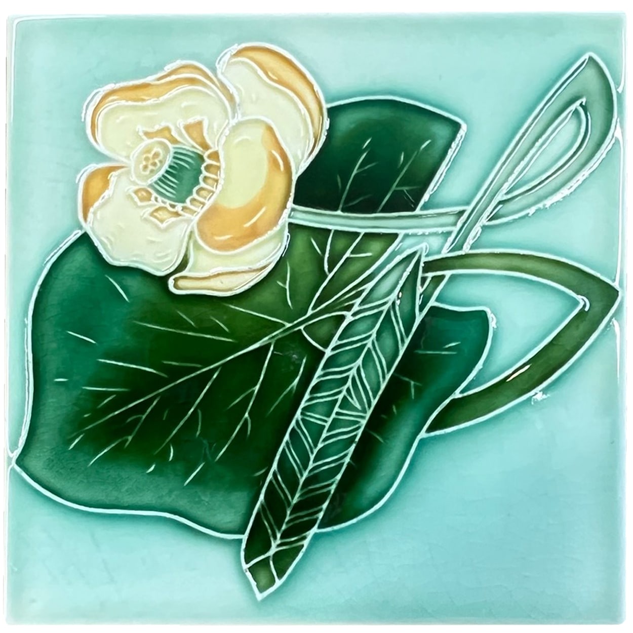 1 of the 6 Antique Relief Tiles from S.A. des Pavilions, 1920s
